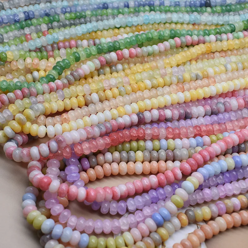 5x8mm 50pcs/bag Mixed Color Glass Bead Wheel Flat Round Loose Beads for Jwelry Making DIY Accessories Handmade