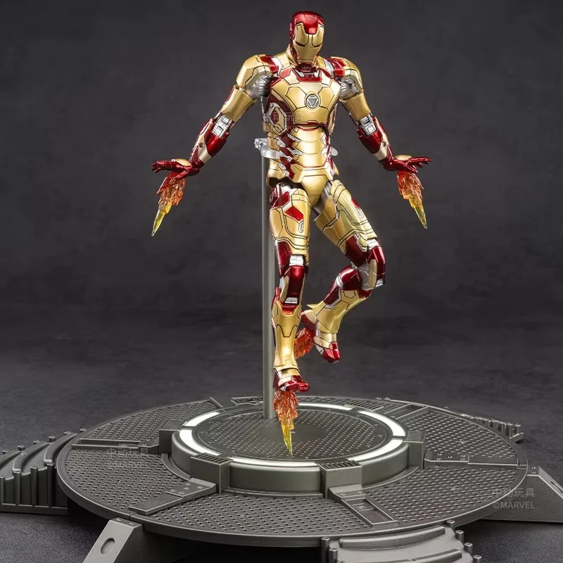 Genuine Zd Toys Iron Man Mark Mk42 Action Figure Collectible Model Movable Joints Light Up Base Desktop Decoration Toy Gifts view 4