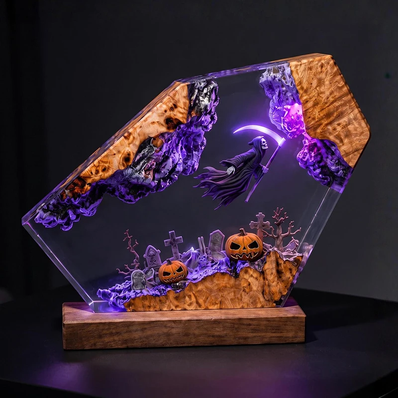 Customized Items Resin Table Light Witch Figure Theme LED Night Light Creative Artistic Room Decoration Lamp USB Charge - view 4