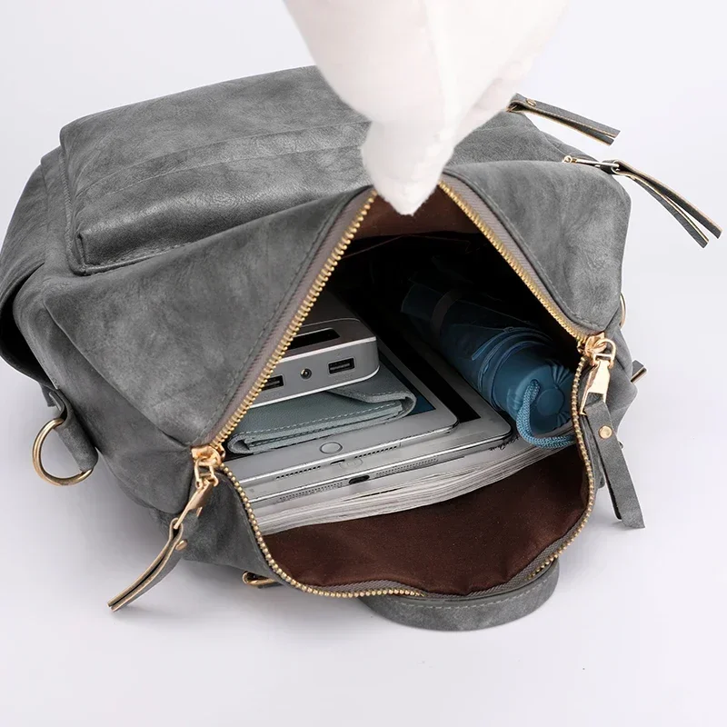 JBTP جديد ريترو حقيبة ظهر كبيرة المرأة بولي Leather حقيبة ظهر جلدية المرأة حقيبة ظهر للسفر حقائب الكتف المدرسية Mochila الظهر