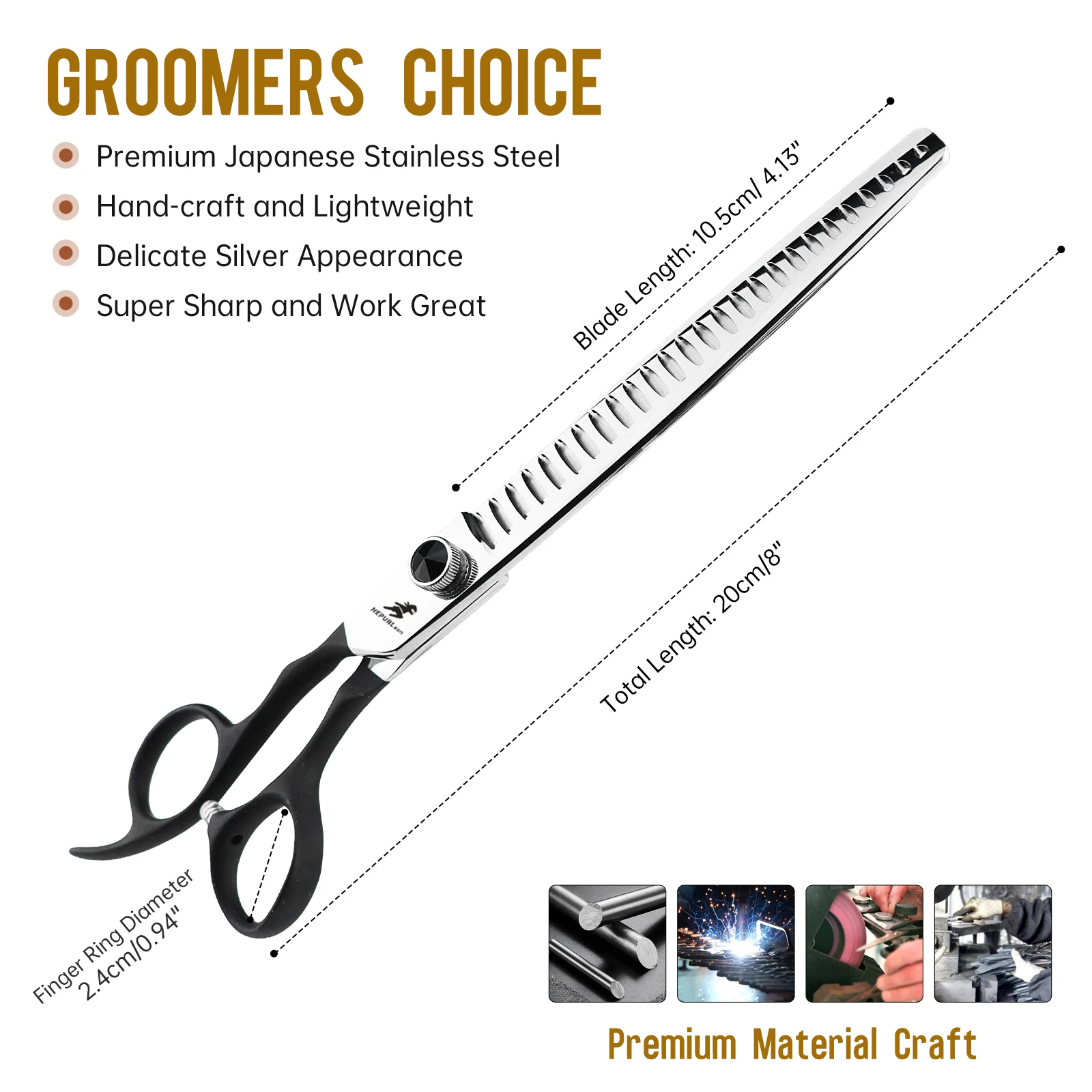 Professional 8.0inch Left Hand Pet Grooming Fishbone Scissors With A Hair Removal Rate Of 70% For Thinning Fish Bones