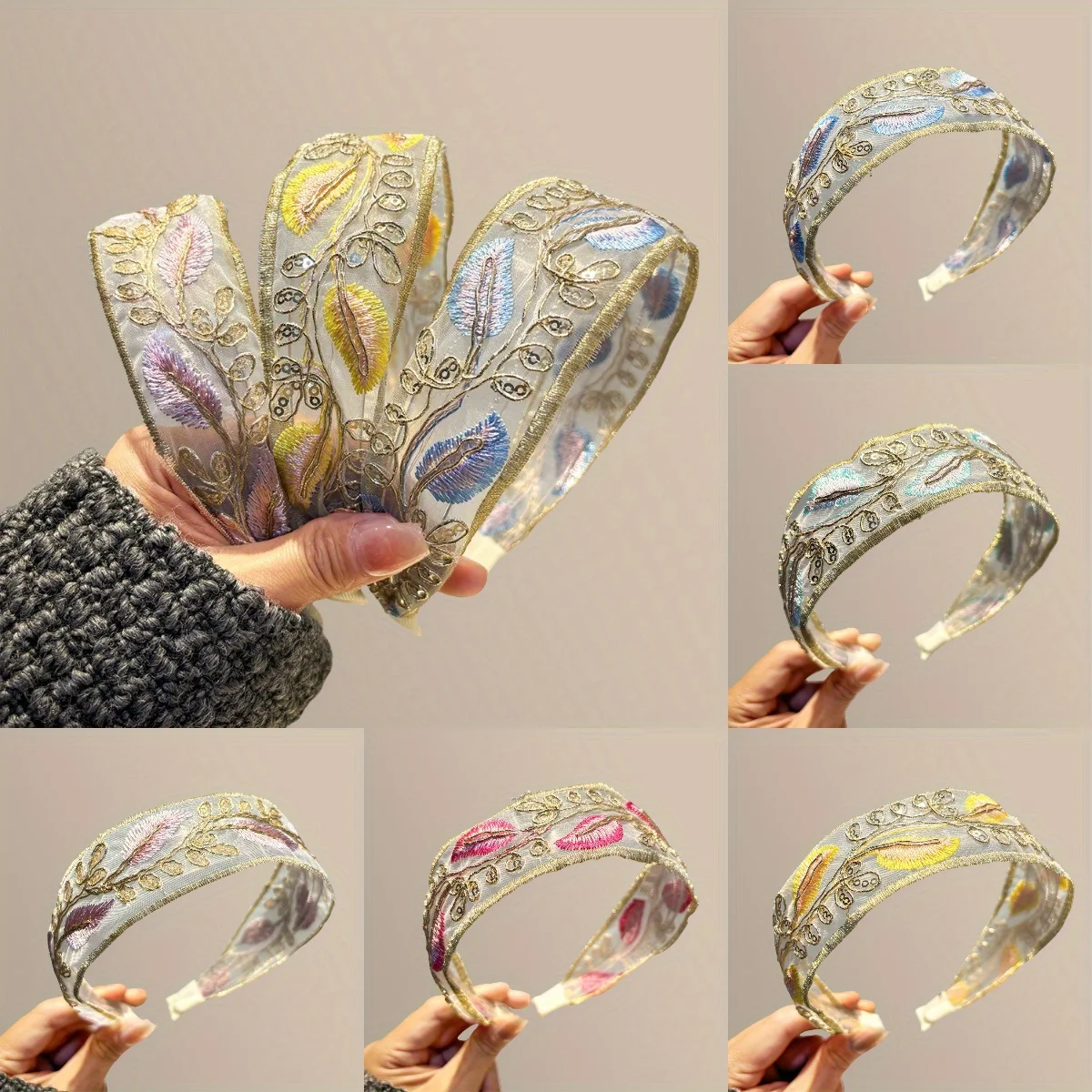 

Embroidered Floral Headband Elegant Lace Chiffon Headscarf Head Wrap Sweety Bohemian Style Hair Accessories for Women Fashion