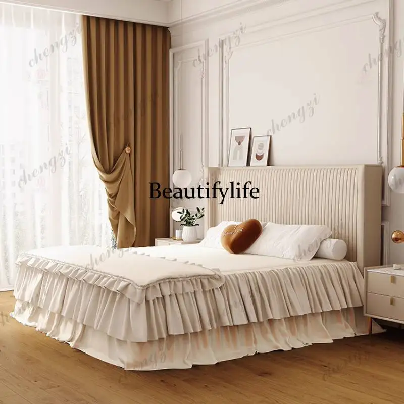 

Wooden Nordic Double Bed Luxury Normal Frame Floating Double Bed Adults Modern Cama Matrimonial Furniture For Home