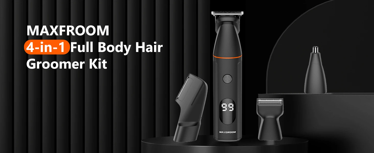 MAXGROOM Körperhaarschneider-Set für Männer, Schamrasierer, Haar-Nasen- und Bartschneider, elektrisch, IPX6, wasserdicht, Leistengegend, 4-in-1-Rasierer für Männer – Detail 3