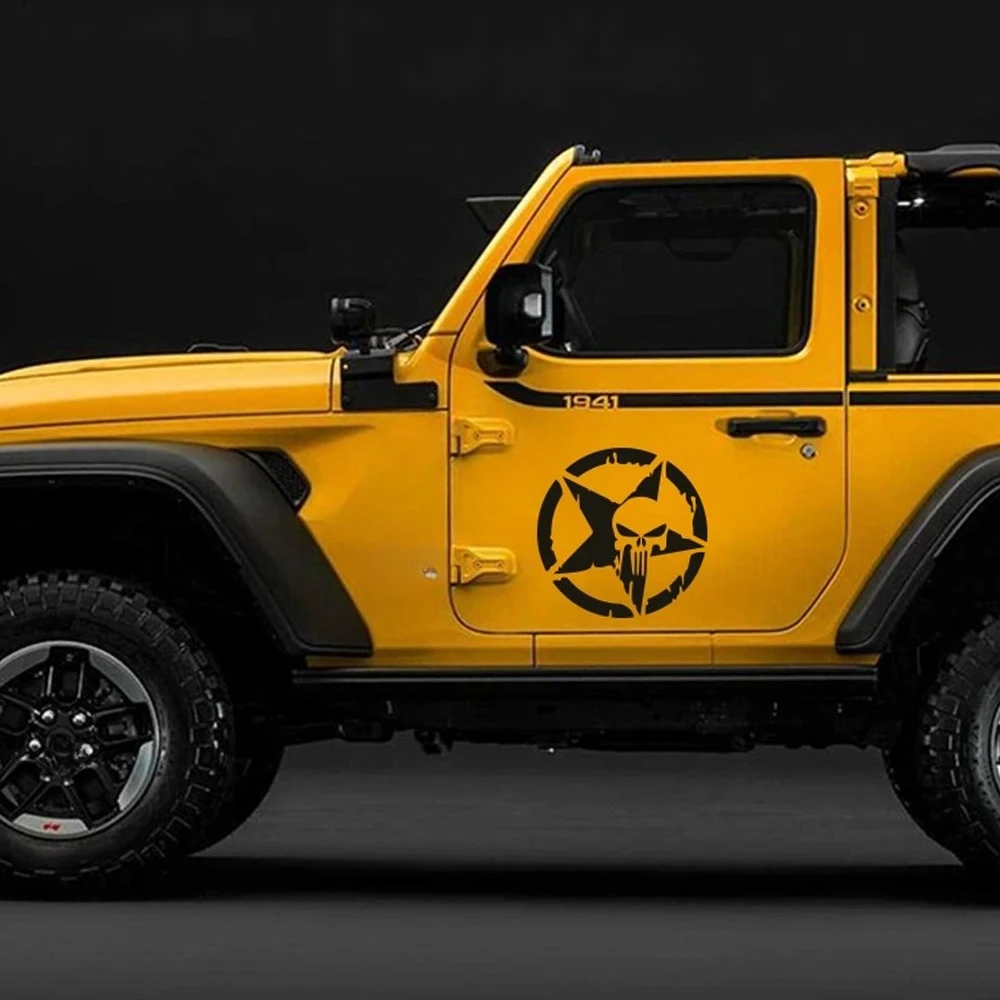 

2 шт. универсальные наклейки на боковые двери автомобиля для Jeep Commander Cherokee Wrangler, автомобильные аксессуары, графика на капоте, виниловая пленка, наклейка