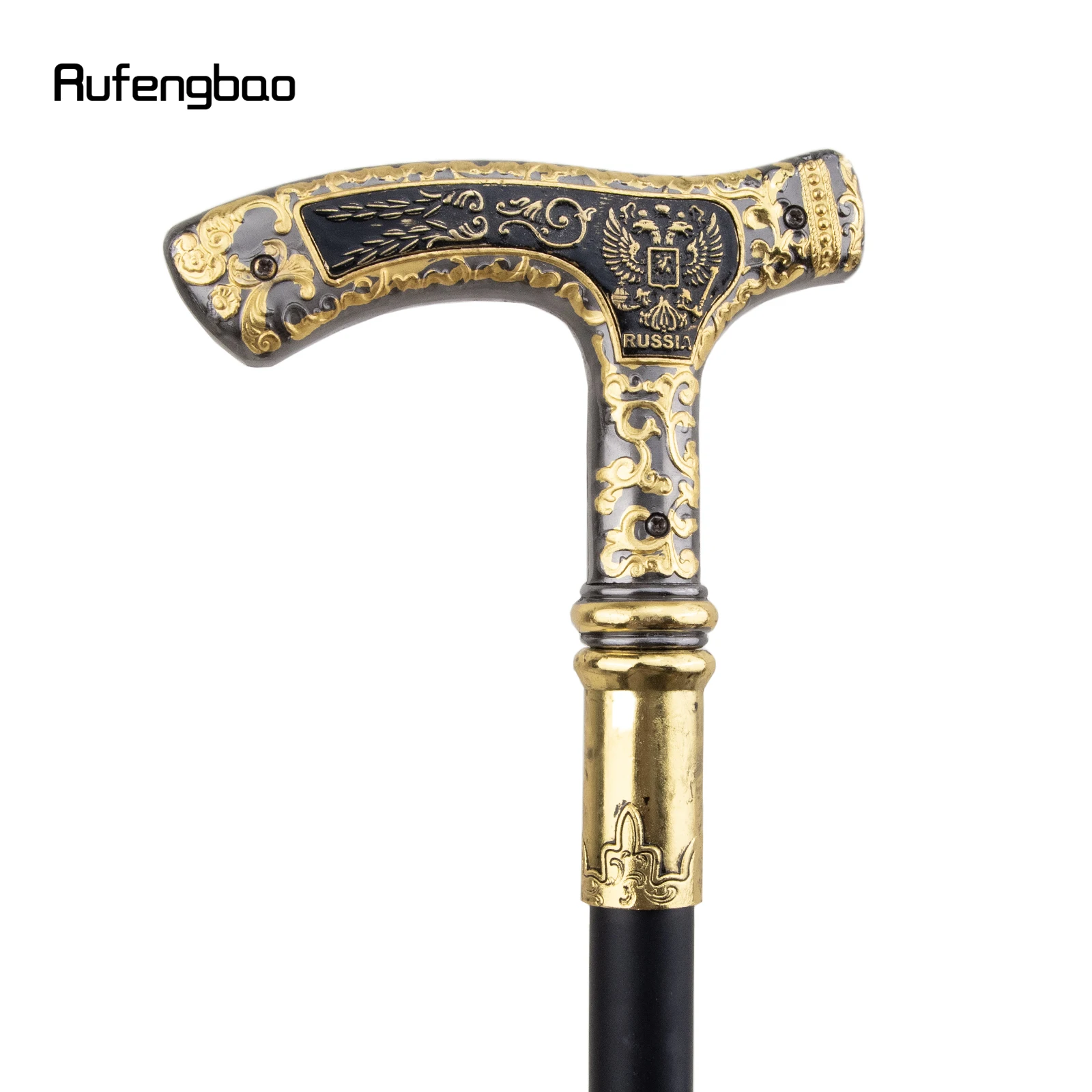 Luxo Double Eagle Walking Cane, Elegante Botão de Cosplay Cane, Dourado e Preto, Bastão Decorativo Fashion, Gentleman Eagle, 90cm