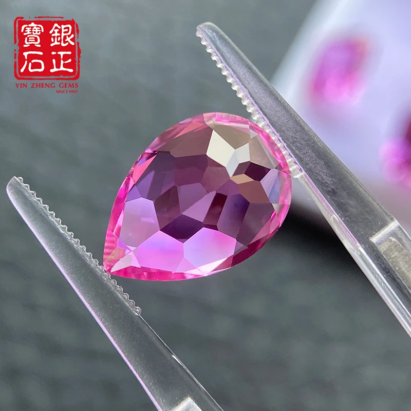 YinZheng Flame Melted Pear Shape Pink Sapphire Stone Can Be Provide GRC Or AGL Certifacate Synthetic Cultivate Pink Sapphire