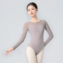 Ballet Leotards for Women Mesh Splice Gymnastics Leotards Long Sleeves Dance Ballerina Leotard Elegant Bodysuits Swimwear