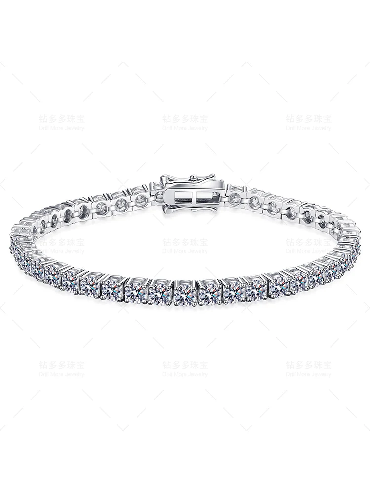 

Hot Selling 2-5mm Moissanite Tennis Bracelet 925 Sterling Silver Plated White Gold Ladies Bracelet Men's Sparkling Party Jewelry