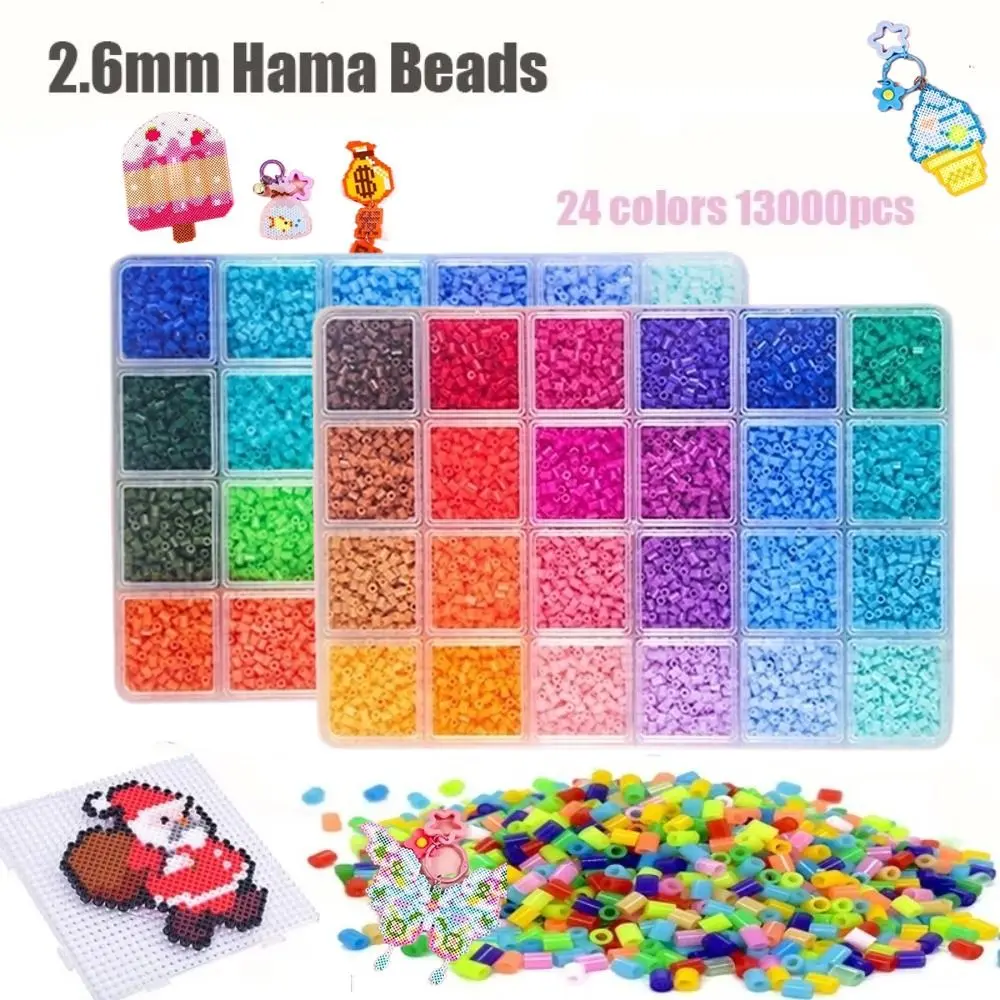 2,6mm Perler Hama Beads Set DIY Puzzle-Bastelset Premium Kleine 3D-Puzzle-Perlen 24 Farben Handgemachtes Kunsthandwerk Deko Hama Beads Box
