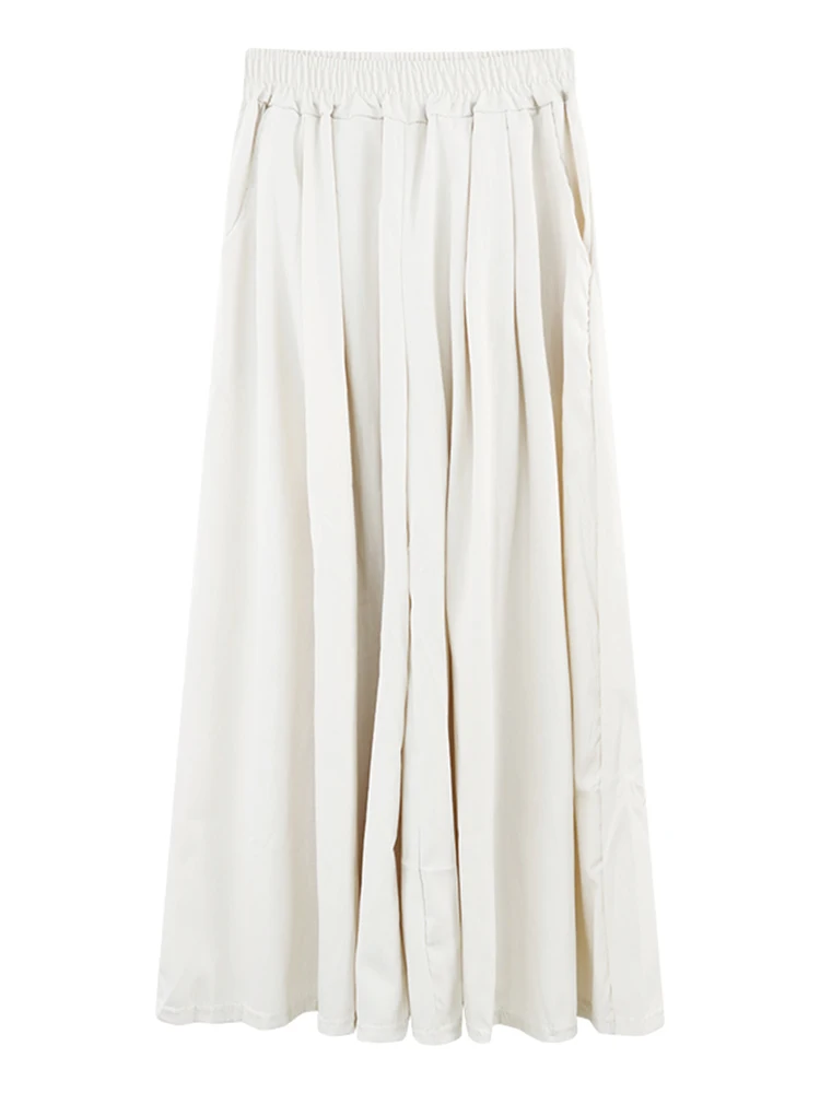 Koreaanse Sle Hoge Taille A-lijn Midi Rok Broek Vrouwen Zomer 2025, Nieuwe Losse Wijde Pijpen Ijs Zijde Broek Casual Broek