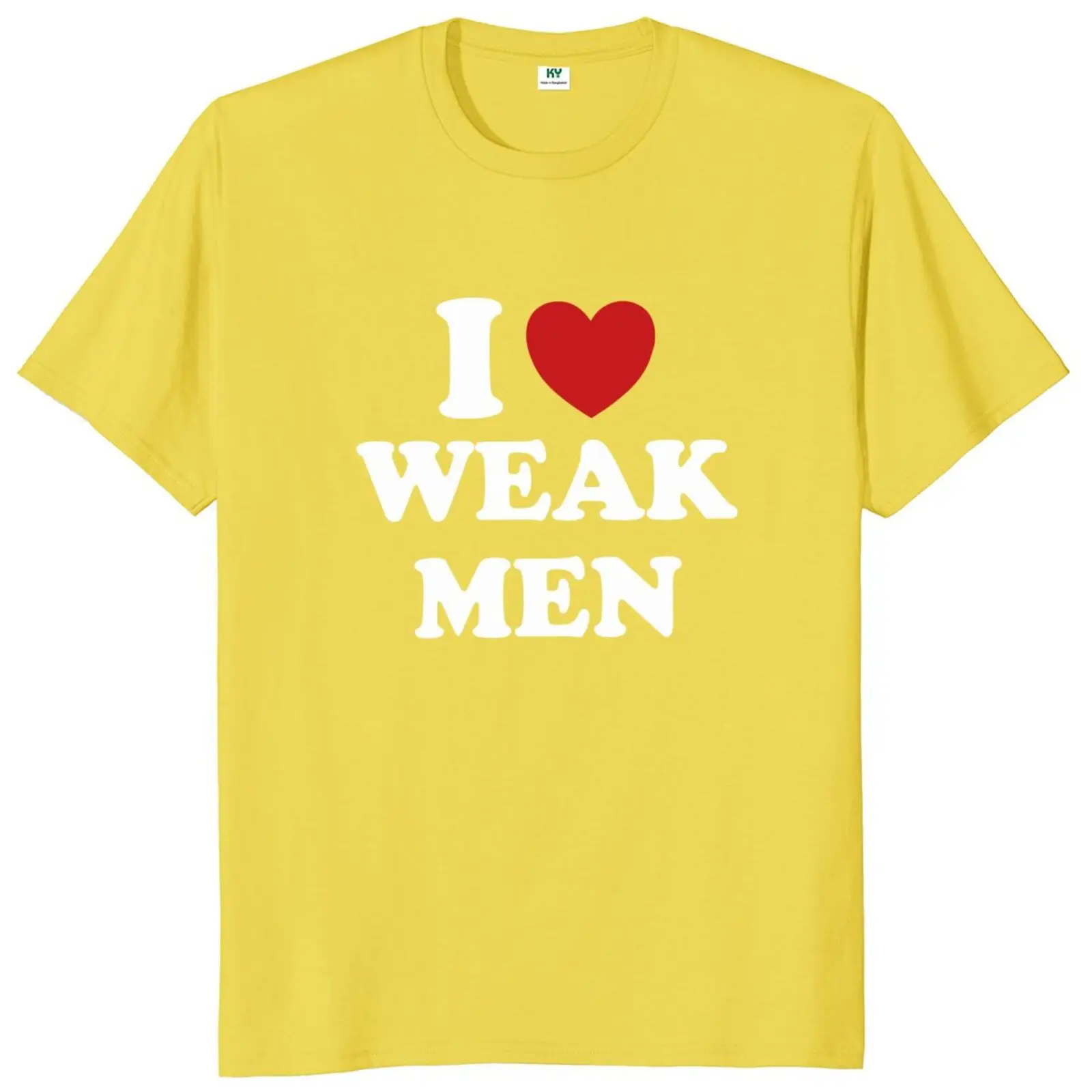 I Love Heart Weak Men T Shirt Funny Y2k Humor Jokes Tee Tops 100% Cotton Soft Unisex Casual T-shirts EU Size