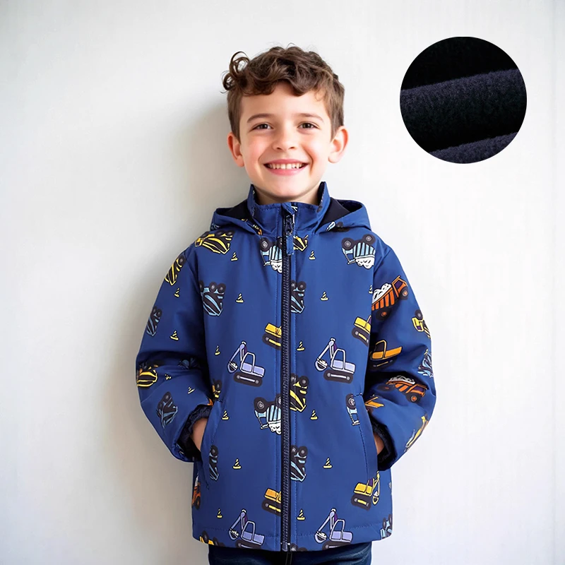 

SAILEROAD 2025 Winter Toddler Baby Boys 3-8 Years Cotton Outerwear Cartoon Excavator Tops Kids Clothes Fleece Jackets Coats