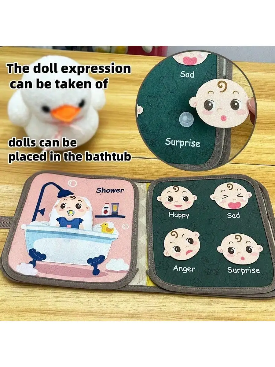 Montessori Baby Busy Book,Baby Cloth Book Learning Toys,1 Set Baby Cloth Book Learning Toys, Tear-Resistant, Educational Toy, 6