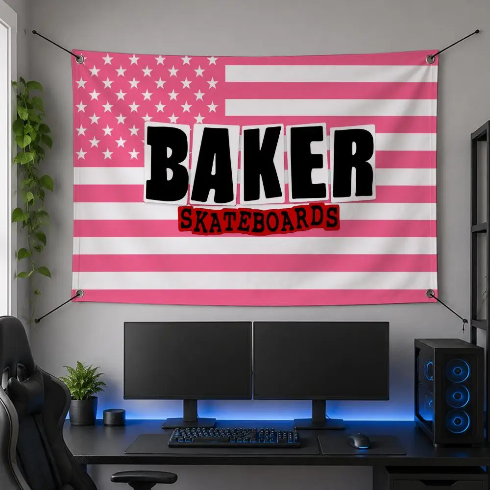 Brand Design Popular Stylish Global B-BAKER Skateboards Flags Flag Banner for Bedroom Dorm Party Home Living Room Game Room Gift