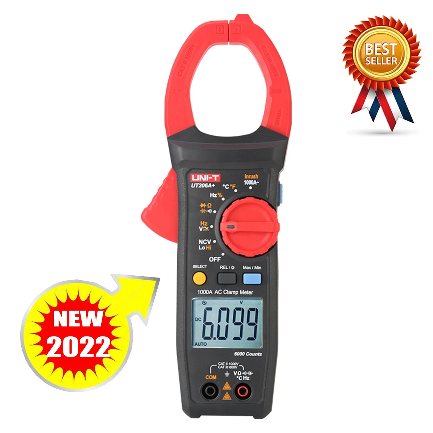 UNI-T UT205A+ UT206A+ Hand Held Automatic Range AC Clamp Meter,NCV Measurement 45mm Jaw 1000V AC / DC voltage，Frequency Tester.