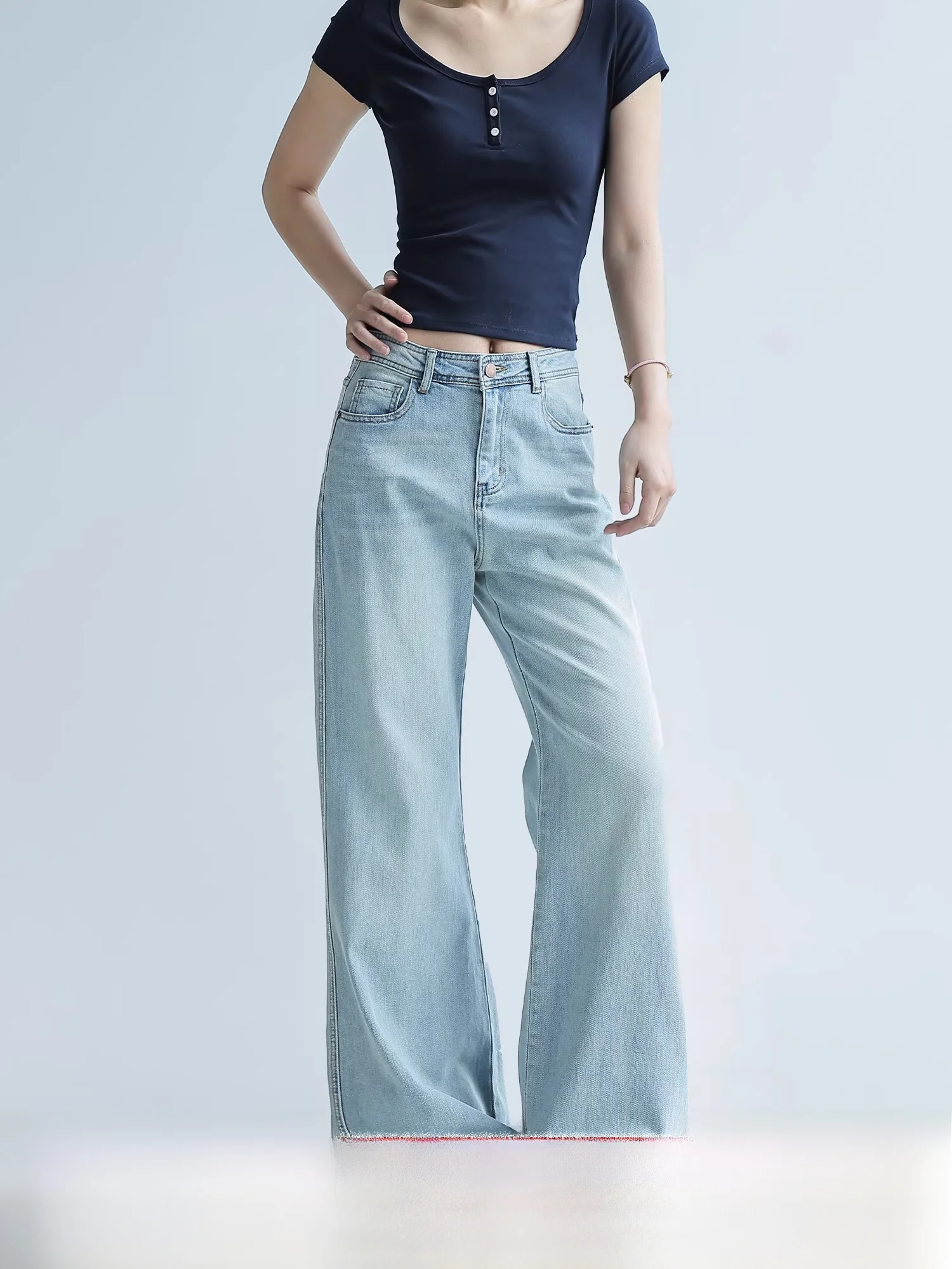 

Low Waist Bell Bot Jeans Women's Slimming Faion Spring New Arrival Chant2nd American Sle Cotton Blend Casual Wear