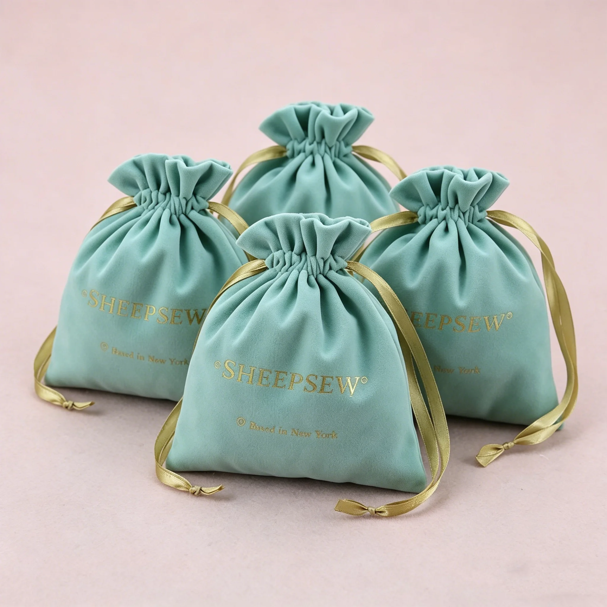Bolsa de Joyería Personalizada con Cordón de Terciopelo SheepSew, Muestra Gratis, Bolsa de Embalaje con Logotipo Personalizado para Lápiz Labial, Perfume y Joyería
