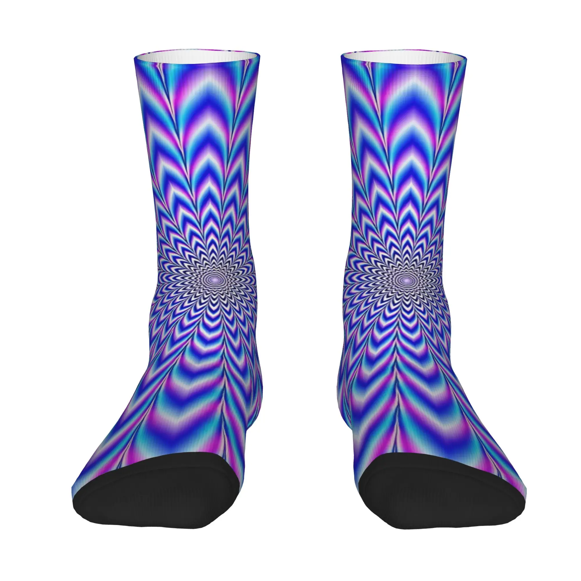 Optical Illusion Mandala Flower Gradient Blue Purple Pink Abstract Pattern Stockings Graphic Funny Socks Autumn Anti Sweat Socks