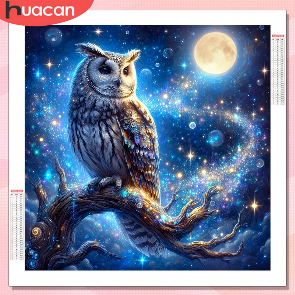 HUACAN Diamantmalerei Eule Tier Kreuzstich DIY Geschenk Vollbesatz 5D Diamant-Mosaik Baum Neuerscheinung Handgefertigte Strass-Bilder