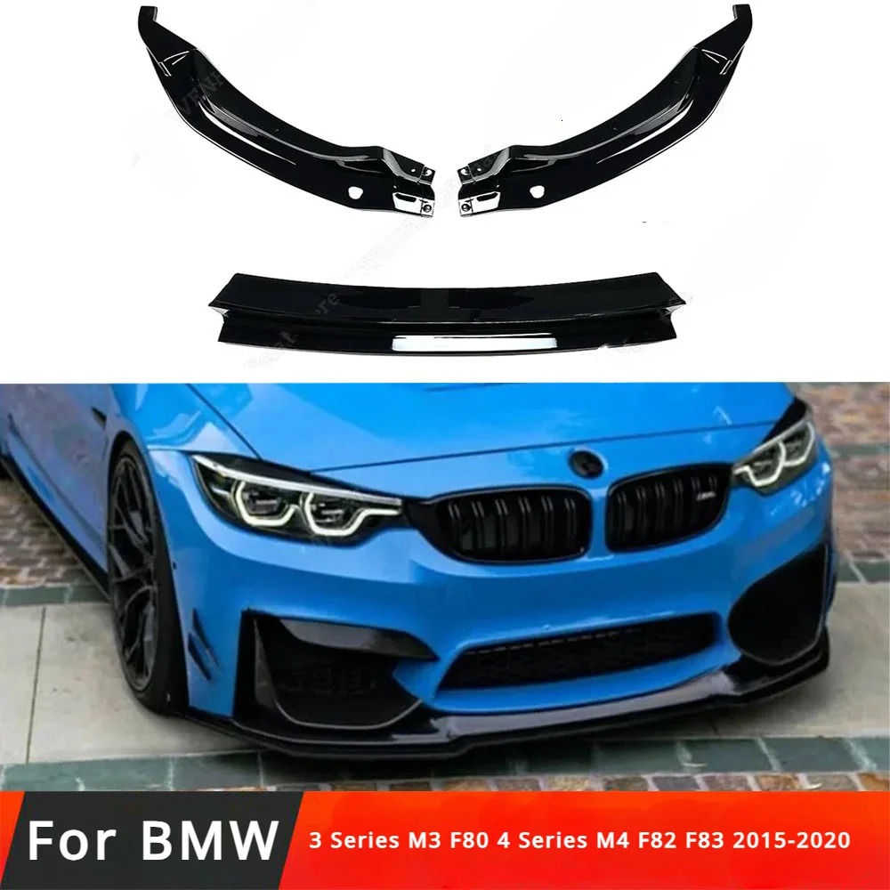 

Gloss Black Front Bumper Lip Spoiler Splitter Diffuser Body Kits Tuning For BMW 3 Series M3 F80 4 Series M4 F82 F83 2015-2020