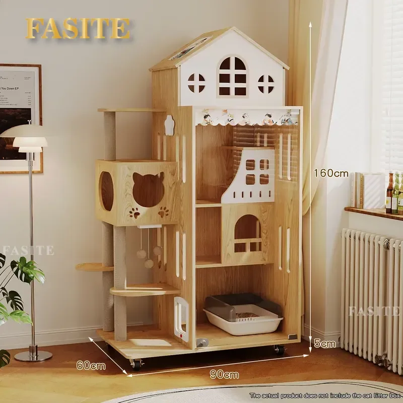 For Cat Solid Wood Large Luxury Indoor Cage Modern Multi Storey Wooden Villa Spacious Living Space
