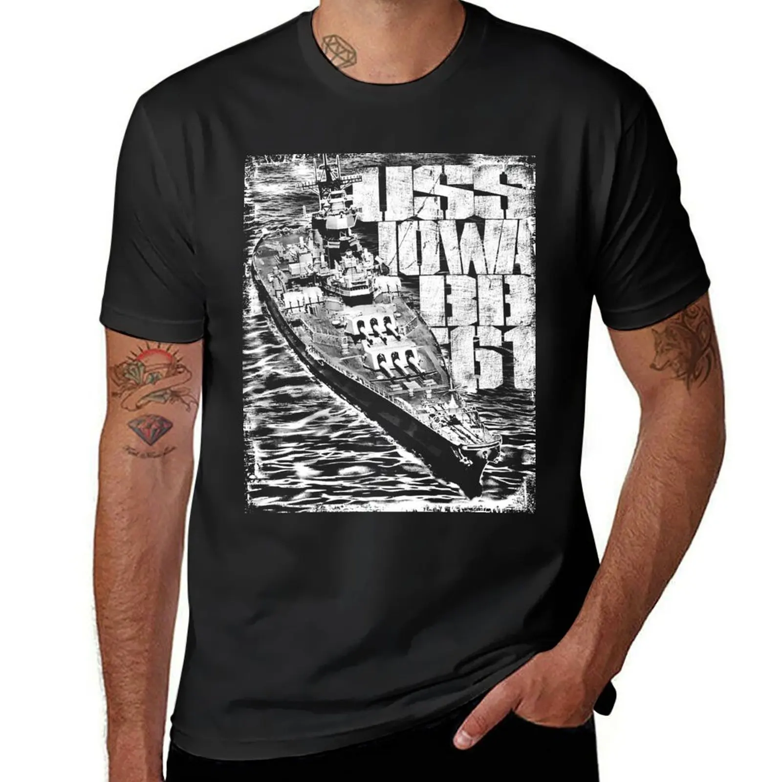 Battleship Iowa T-Shirt funnys anime clothes plain black t shirts men