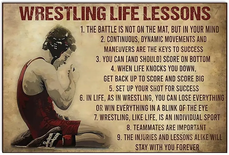 Geuuki Metal Tin Sign  - Vintage Wrestling Life Lessons Poster Aluminum Signs for Home Kitchen Coffee Farm Wall Art Decor-al