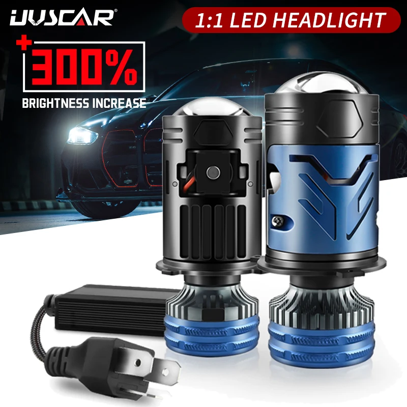

UVSCAR 2PCS LED H4 Projector Lens Headlight H4 High Low Light Fog Lamp Bulb High Power For Cars & Motorcycles Turbo Auto Bulb12V