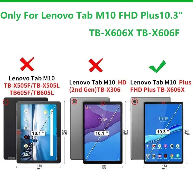 Case for Lenovo Tab M10 FHD Plus 10.3 Inches, Smart Case Trifold Stand Slim Lightweight Case Cover with Auto Sleep/Wake