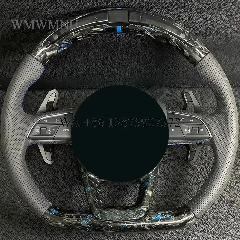Wmwmnu for Q7 Carbon Fiber LED Steering Wheel Cover Custom Racing Car Steering Wheel Parts Set