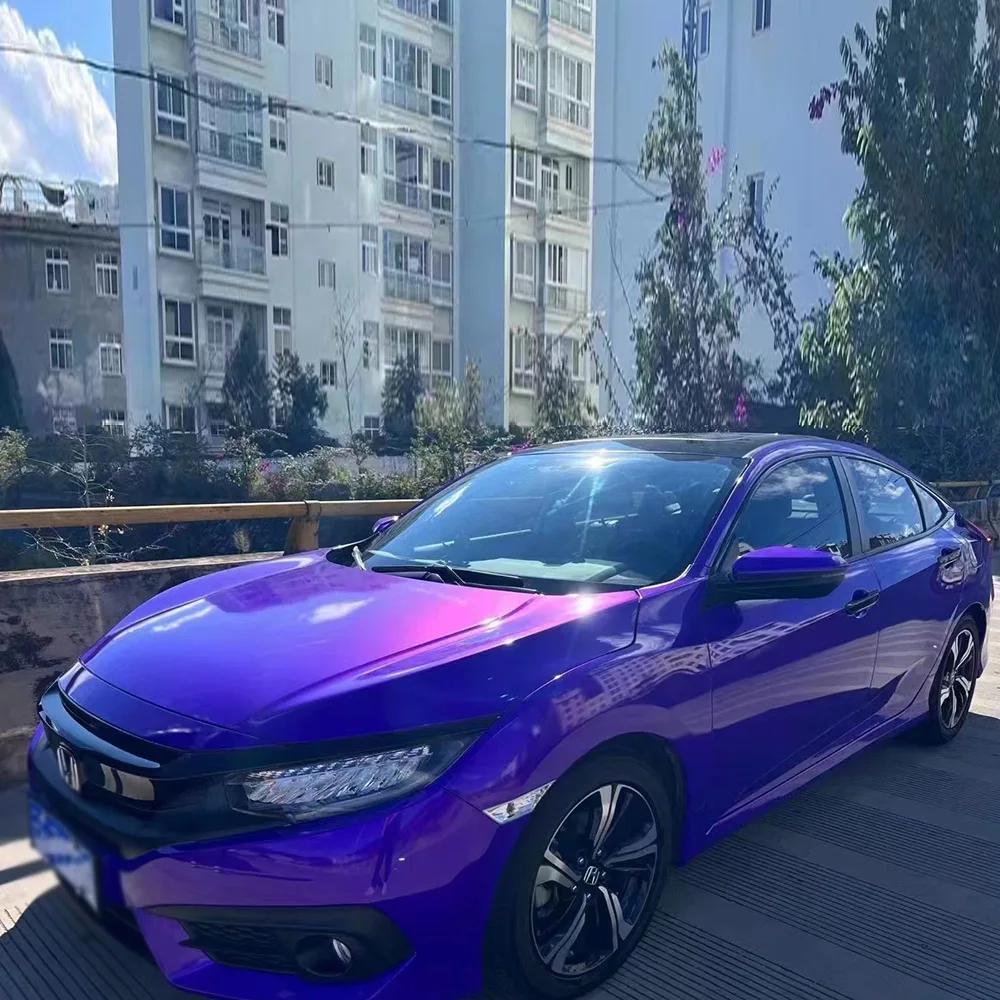 

Wrapmaster 5M/10M/18M UV Proof Color Shift Films PET Liner Aurora Explosive Purple Vinyl Wrap