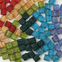 4PCS Glass Glaze Tinsel Square Straight Hole Retro Earring Bracelet DIY Beads Making Supplies Handmade Material Accessories