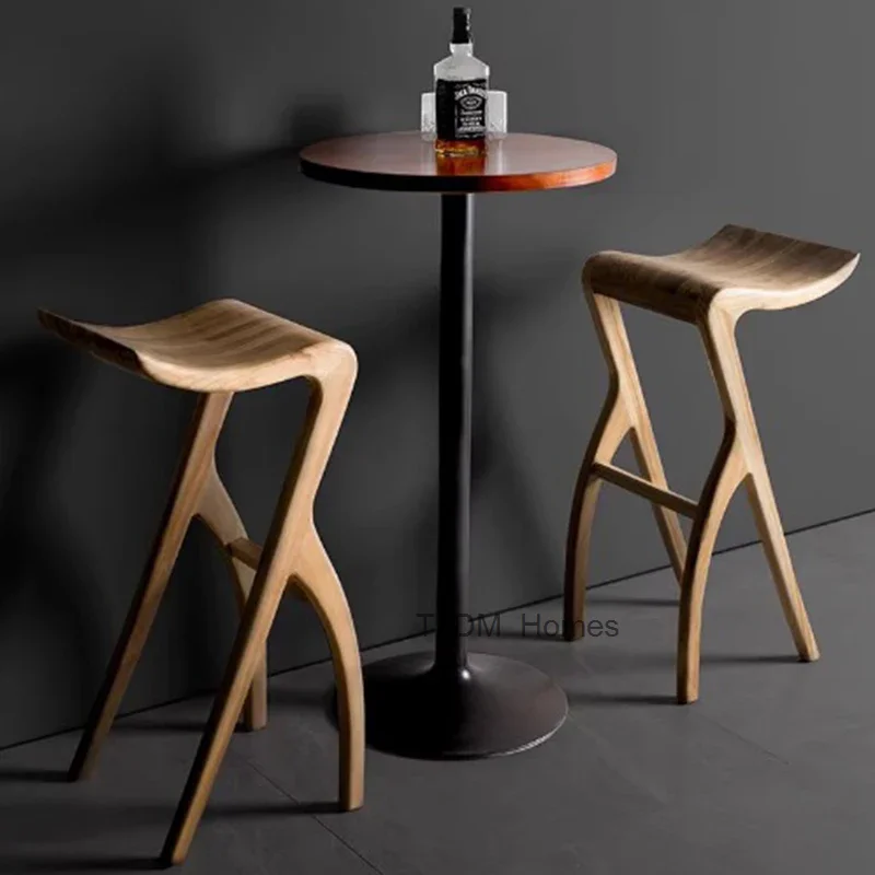 

Wood Minimalist Bar Stools Nordic Design Free Shipping Coffee Shop Bar Chairs Outdoor Kitchen Tabouret Haut Lounge Furniture