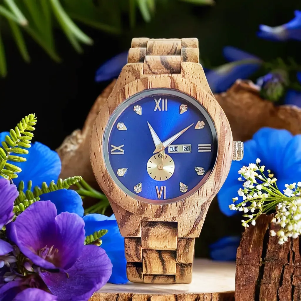 Women\'s Wooden Wristwatches, New Luxury Quartz Watch, Multifunction Chronograph Clock, Luminous Fashion Girlfriend Wood Watches