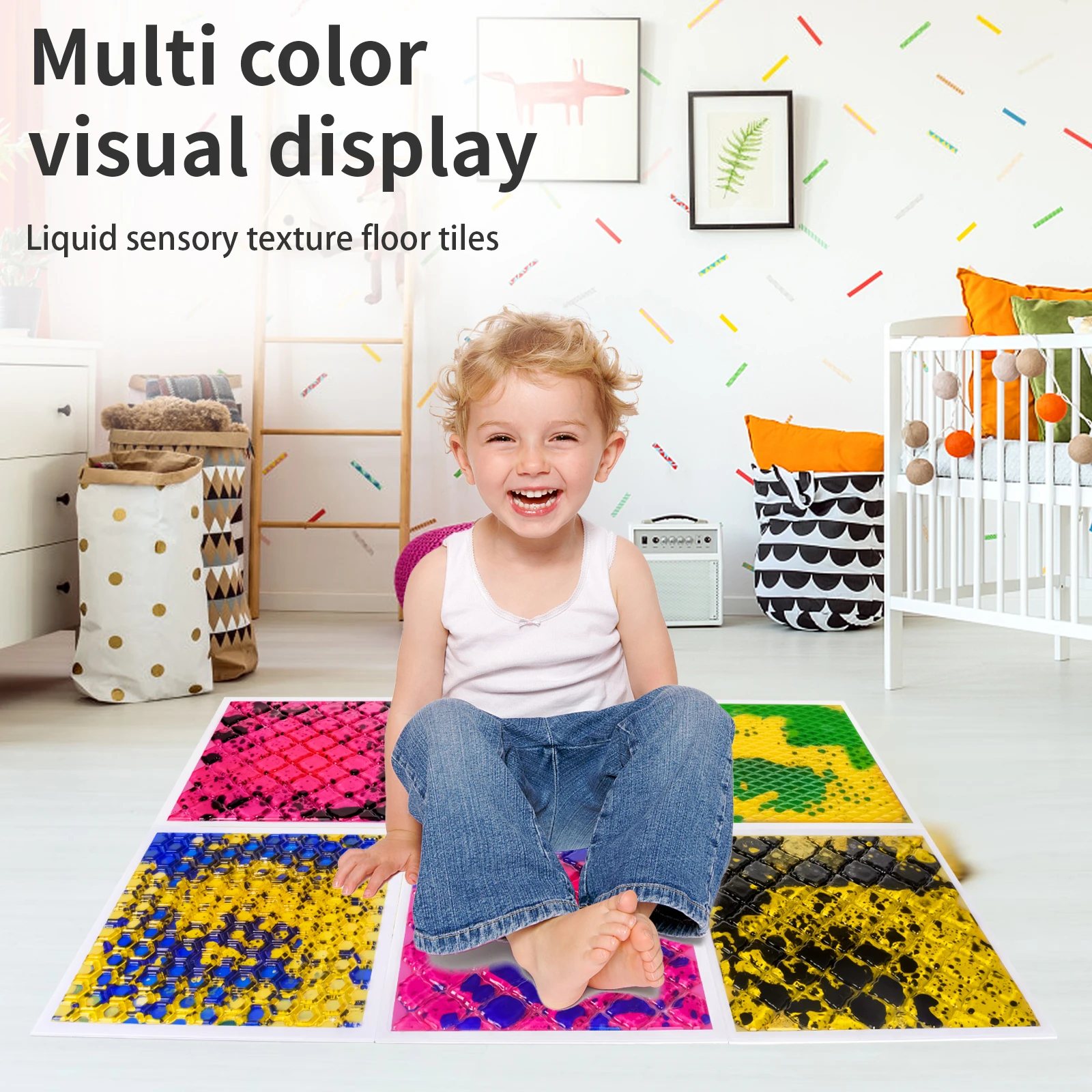 Dipingi piastrelle sensoriali per bambini, piastrelle colorate sensoriali per giochi immaginativi nei cortili, 6 pezzi