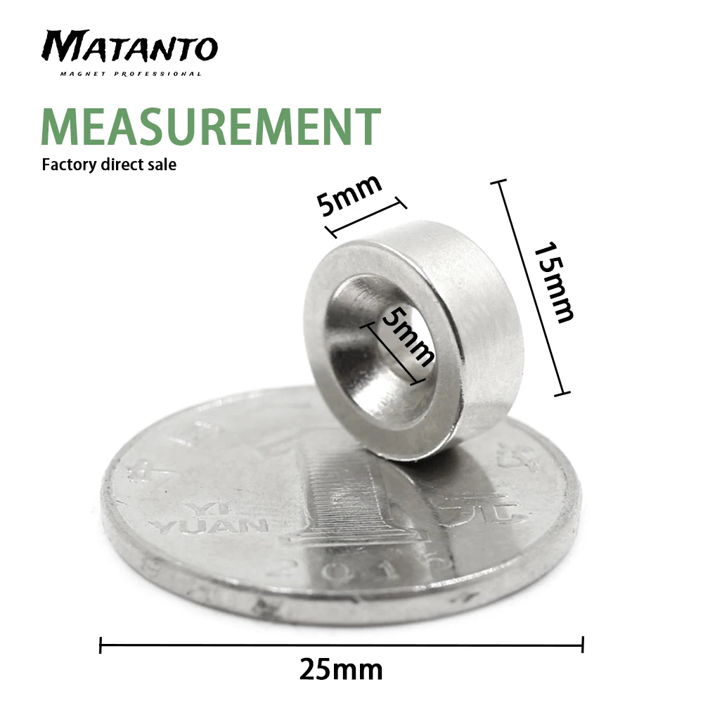 5~300PCS 15x5-5 mm N35 Super Powerful Magnets 15*5 mm Hole 5 mm Permanent Neodymium Magnetic Countersunk Round Magnet 15*5-4