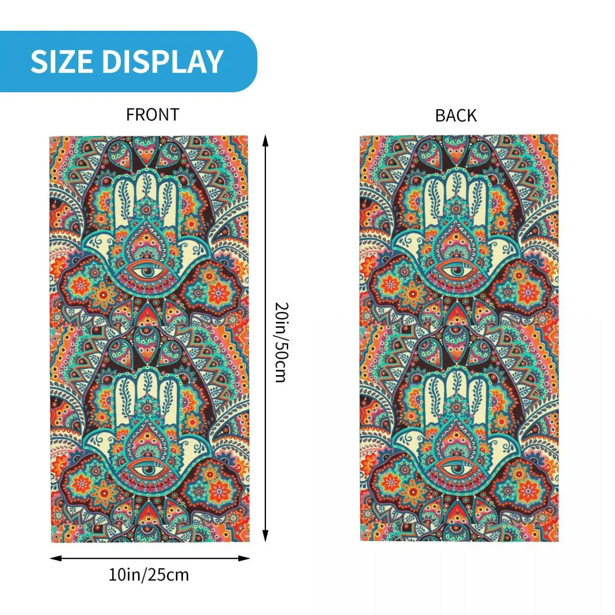 Hamsa Hand Bohemian Bandana Neck Gaiter Printed Hippie Mandala Paisley Boho Mask Scarf Balaclava Outdoor Sports Adult Windproof