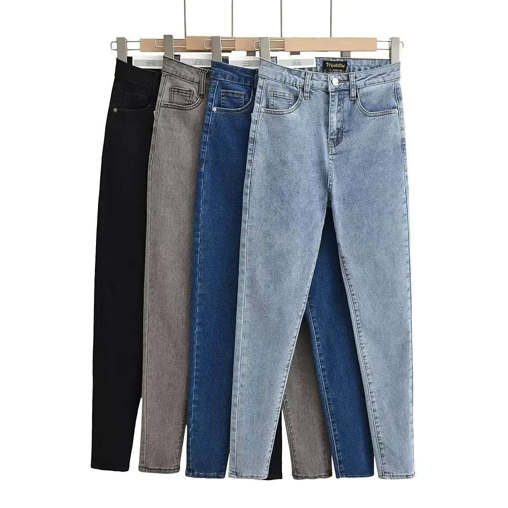 

High Waist Denim Jeans Women's Slim Fit Cheeky Butt Pencil Pants Elastic Long Trousers Butt Lifting Casual Sle Zipper Closure