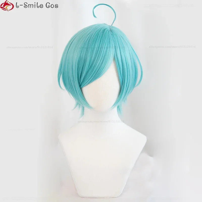 Gra ES Cosplay Shinkai Kanata peruka do Cosplay puka odporna na krótka niebieska włosy Shinkai Kanata Anime peruki czapka z peruką