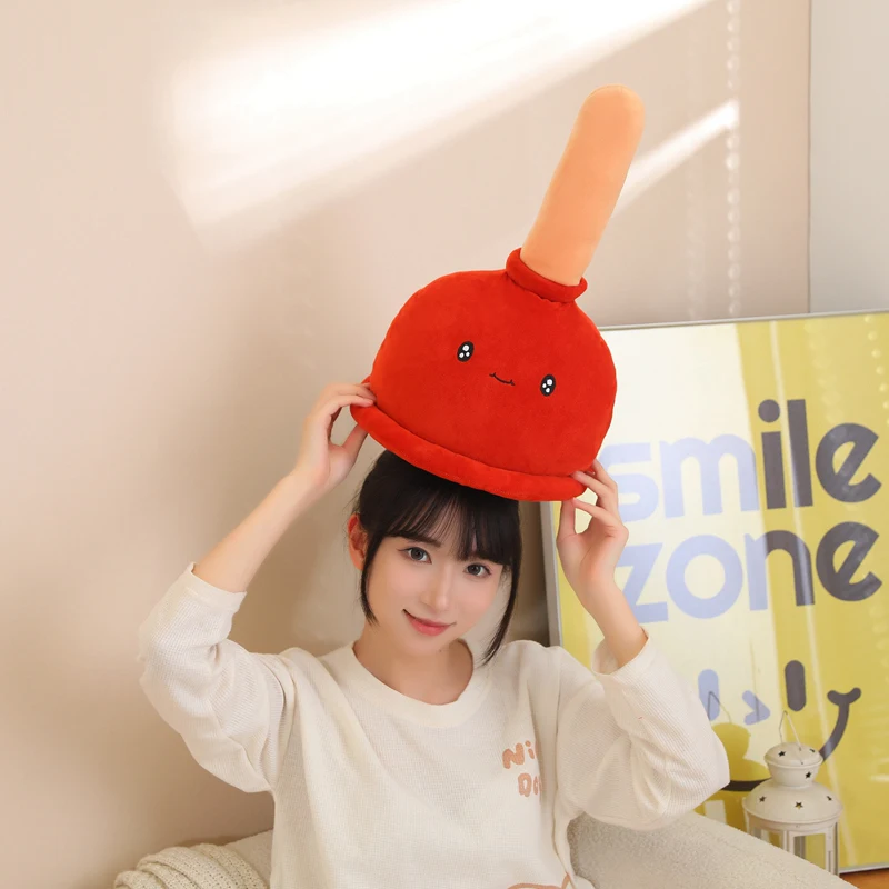 

Cartoon Red Toilet Plunger Plushie Stuffed Cute Face Figured Funny Stuffed Peluche Sofa Chair Home Decor Party Prop Men Gift