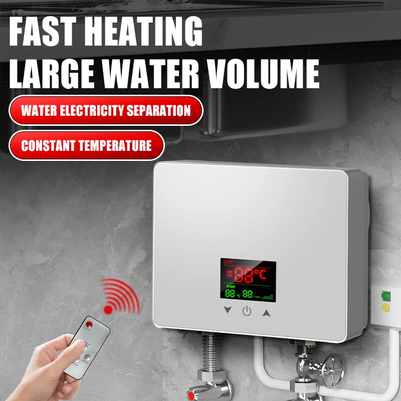 110V 220V 인스턴트 온수기 욕실 주방 벽 마운트 전기 온수기 LCD 온도 디스플레이 원격 제어