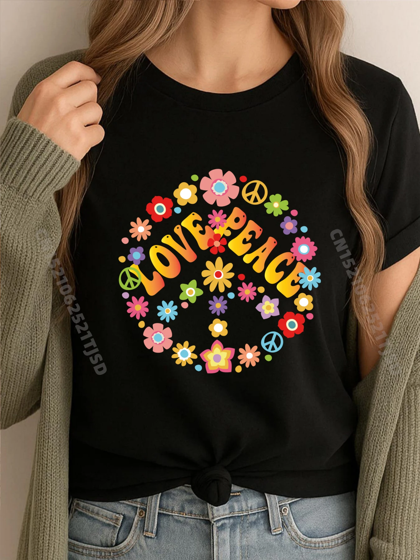 

LOVE PEACE FREEDOM 60-х 70-х годов Tie Dye винтажный костюм хиппи футболка большого размера женская Camisas De Hombre Geek