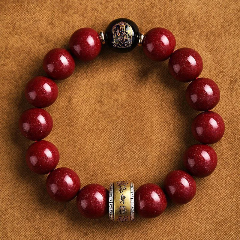Pulseira de Cinábrio Mineral Natural para Homens e Mulheres, Amuletos de Pedra Original, Cristal de Areia, Pulseira do Zodíaco, Presente por Atacado