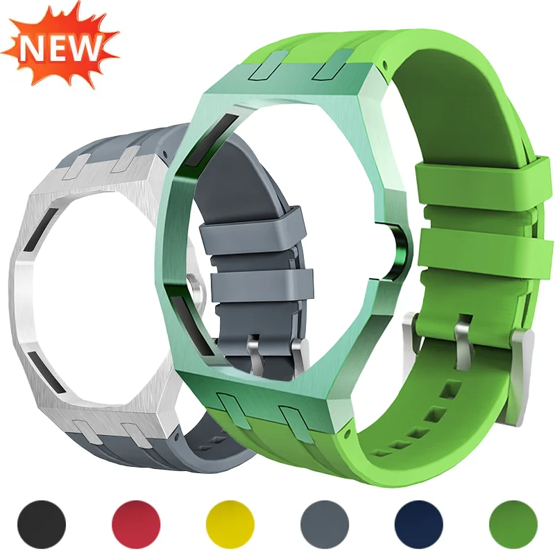 For Swatch X AP Royal Pop Aluminum Metal Case+Silicone Adjustable Strap Biomaterials Watch Case Strap Integrated Watch Straps