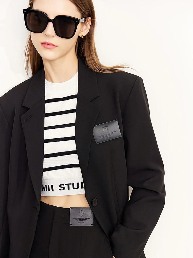 AMII Minimalism Office Lady Women Jacket Coat 2022 Autumn Notched Blazer Casual Ankle-length Pants Female Clothing 12230289