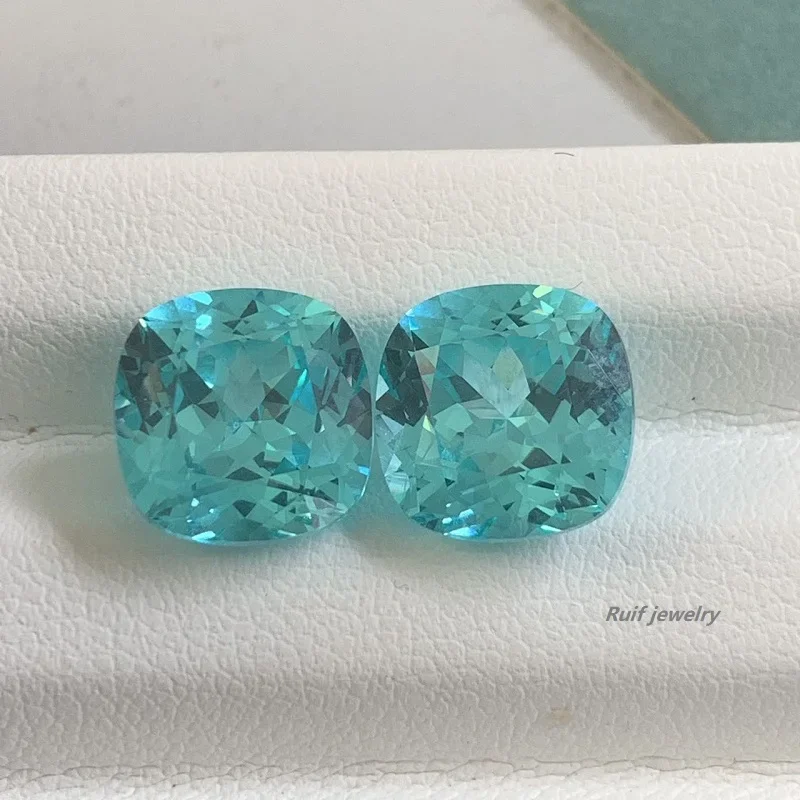 Ruif High Quality Square Cushion Lab Grown Paraiba Loose Stone Lab Create Sapphire for Jewelry Making