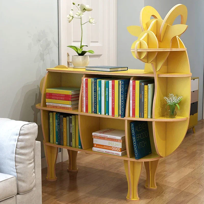 Children's Picture Book Bookshelf Cartoon Sheep Shape Floor Shelf Reading Storage Decoration Theme Display Stand Side Table