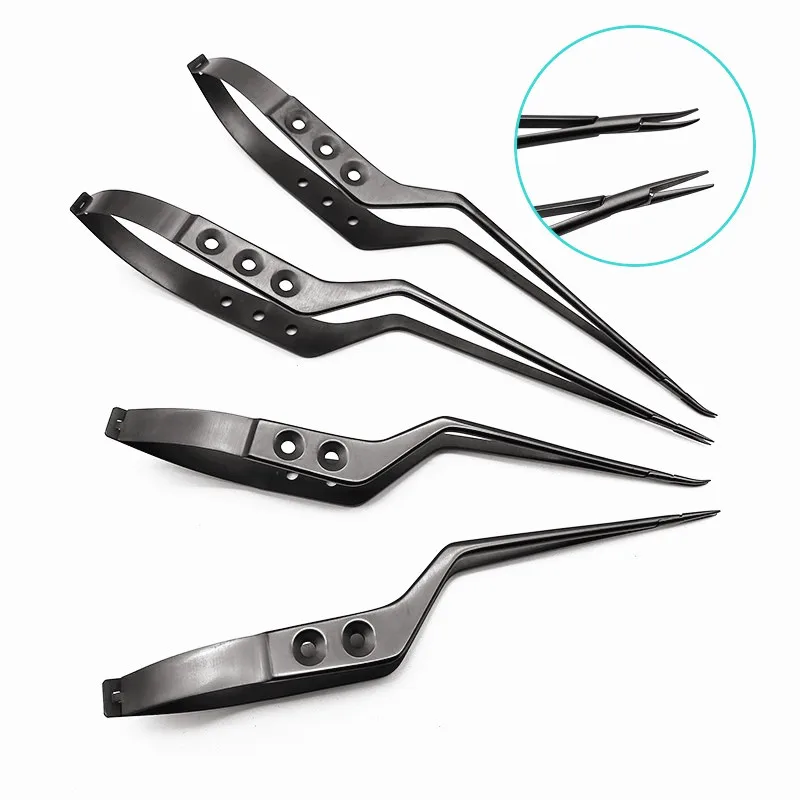 

Stainless Steel Tweezers Micro Needle Holder Black Handle Microscopic Surgical Needle Forceps