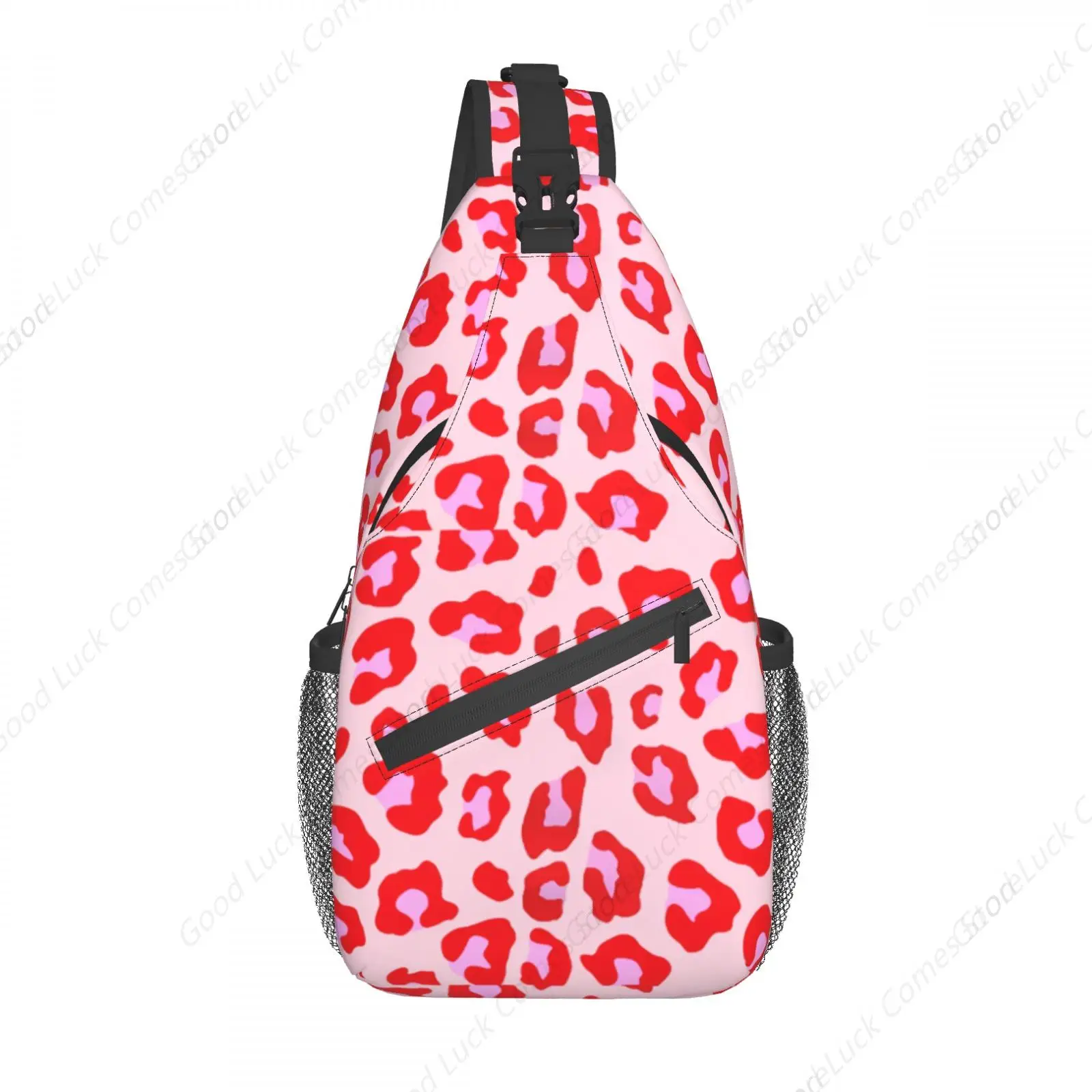 

Pink Leopard Print Bag Crossbody Bags Trendy Sling Backpack Chest Shoulder Bag Gym Cycling Travel Hiking